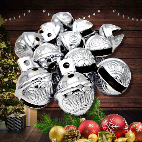 12pcs Chrome Plated Brass Jingle Bells, Sleigh Bells for Home, Christmas Decor - Sweet Us
