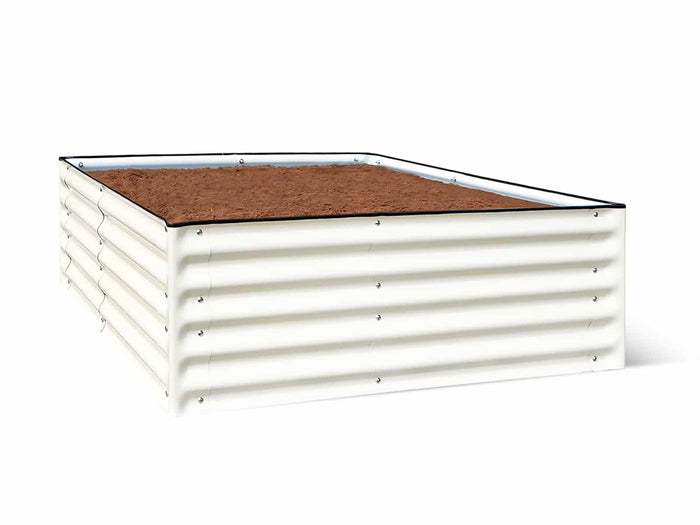 17 inch tall 10-in-1 metal raised garden bed filled with soil