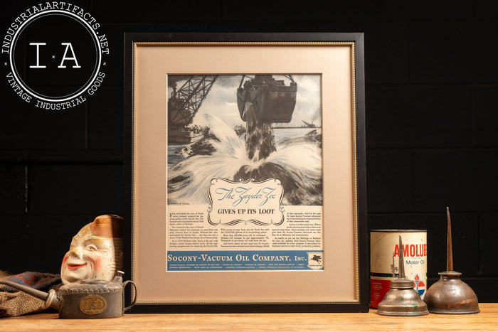 1935 Framed Socony Vacuum Zuyder Zee Ad