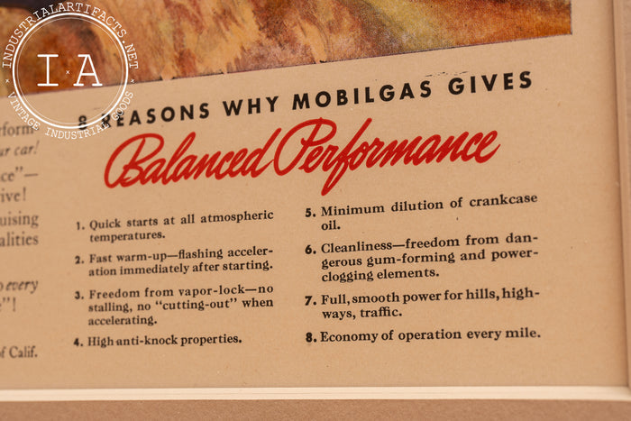 1940 Socony Vacuum Mobilgas Framed Ad