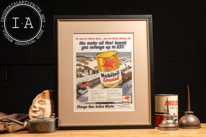 1954 Framed Socony Vacuum Mobiloil Special Ad
