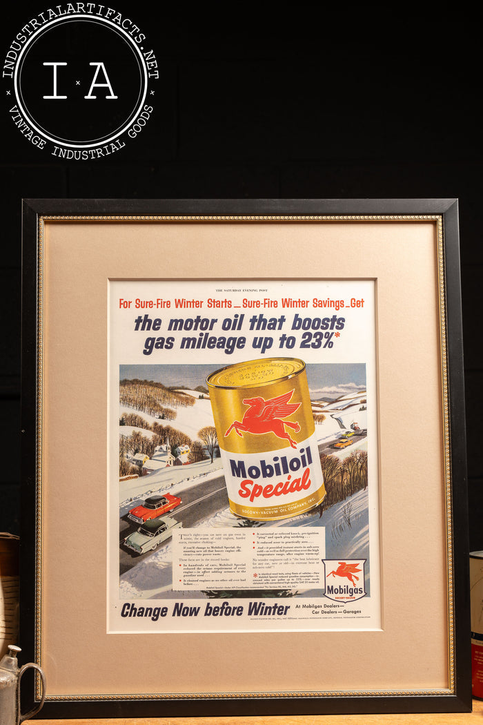 1954 Framed Socony Vacuum Mobiloil Special Ad