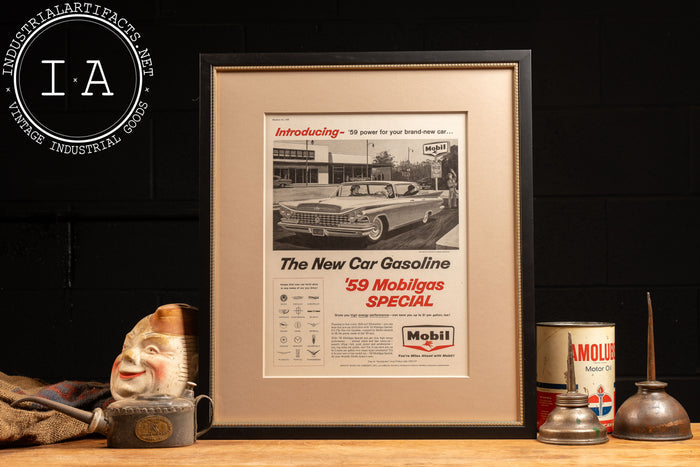 1958 Framed Mobil Pegasus The New Car Gasoline Ad
