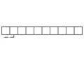 1x10 Garden Grid Watering System,  showing black tubing and tan connectors, forming a 1x10 grid pattern with a hose attachment on a white background. Top down view