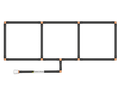 1x3 Garden Grid Watering System, showing black tubing and tan connectors, forming a 1x3 grid pattern with a hose attachment on a white background. Top down view