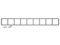 1x9 Garden Grid Watering System,  showing black tubing and tan connectors, forming a 1x9 grid pattern with a hose attachment on a white background. Top down view