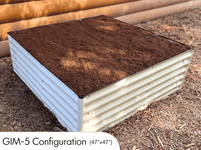 GIM-5 configuration 47x47 inch raised garden bed filled with soil