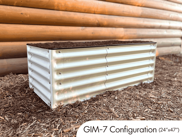 32 inch tall 10-in-1 metal raised garden bed, GIM-7 configuration 24x47 inches, filled with soil