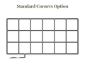 3x6 Garden Grid Watering System, standard corners option showing black tubing and tan connectors, forming a grid pattern with a hose attachment on a white background. Top down view