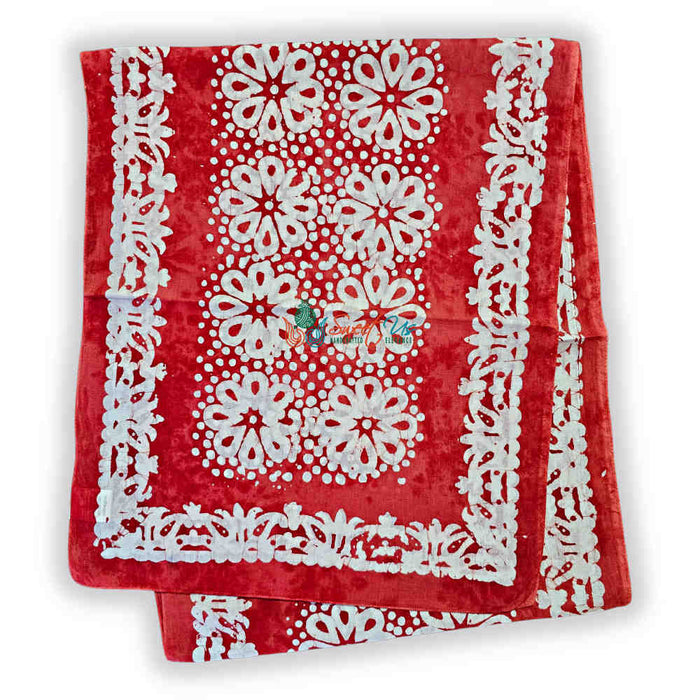 Batik Bloom Lightweight Floral Cotton Long Scarf — Amalfi Blaze - Sweet Us