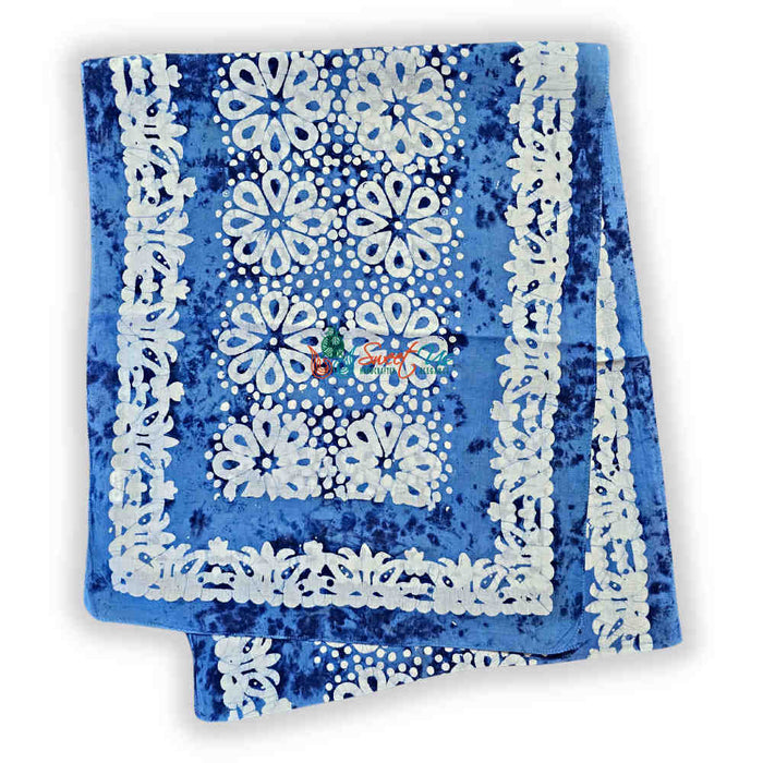 Batik Bloom Lightweight Floral Cotton Long Scarf — Shadow Blue - Sweet Us