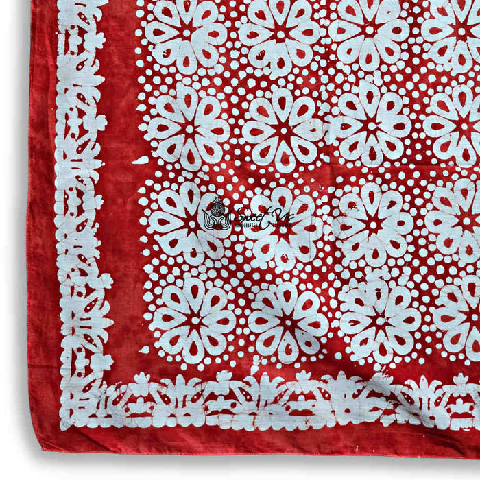 Batik Bloom Floral Sheer Soft Cotton Scarf for Women, Amalfi Blaze - Sweet Us