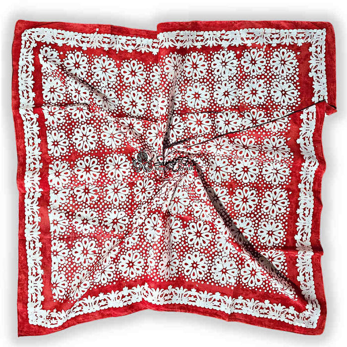 Batik Bloom Floral Sheer Soft Cotton Scarf for Women, Amalfi Blaze - Sweet Us