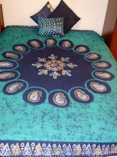Handmade Cotton Reversible Duvet Cover Multi Batik Paisley Mandala 100% Cotton Full Queen King - Sweet Us