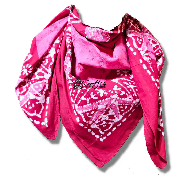 Amaya Batik Paisley Cotton Scarf - Fuchsia Lotus - Sweet Us