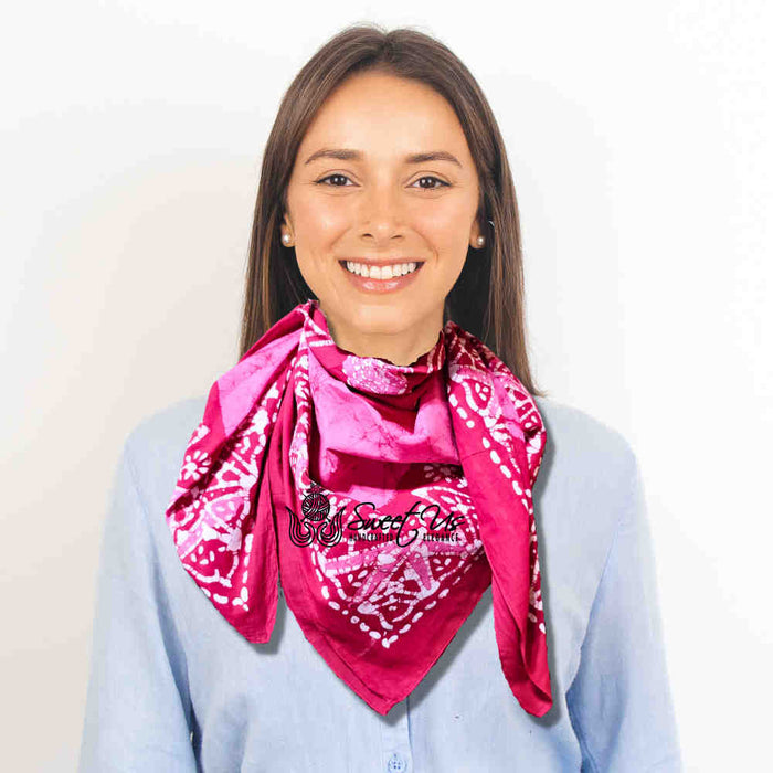Amaya Batik Paisley Cotton Scarf - Fuchsia Lotus - Sweet Us