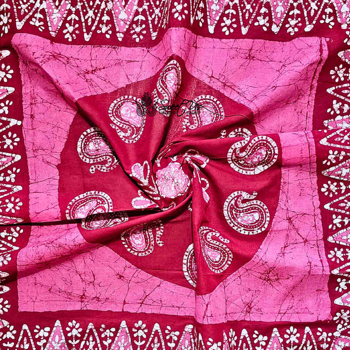 Amaya Batik Paisley Cotton Scarf - Fuchsia Lotus - Sweet Us