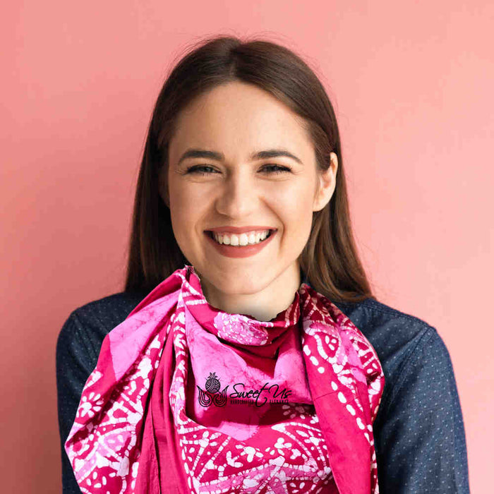 Amaya Batik Paisley Cotton Scarf - Fuchsia Lotus - Sweet Us