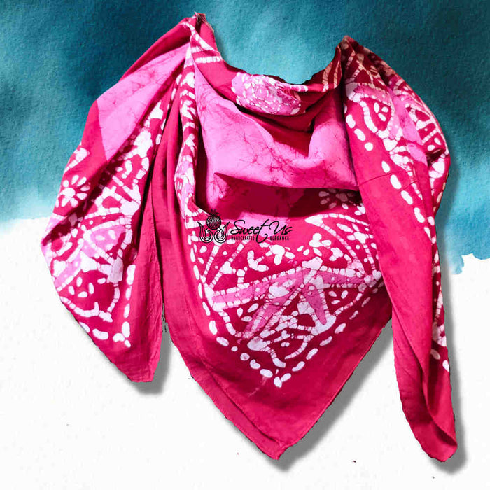 Amaya Batik Paisley Cotton Scarf - Fuchsia Lotus - Sweet Us