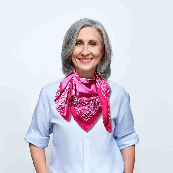 Amaya Batik Paisley Cotton Scarf - Fuchsia Lotus - Sweet Us