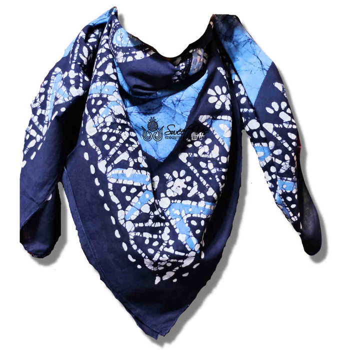 Batik Paisley Oasis Lightweight Batik Floral Cotton Scarf — Sapphire Night - Sweet Us