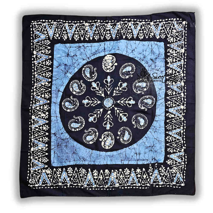 Batik Paisley Oasis Lightweight Batik Floral Cotton Scarf — Sapphire Night - Sweet Us