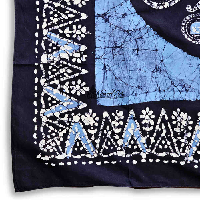 Batik Paisley Oasis Lightweight Batik Floral Cotton Scarf — Sapphire Night - Sweet Us