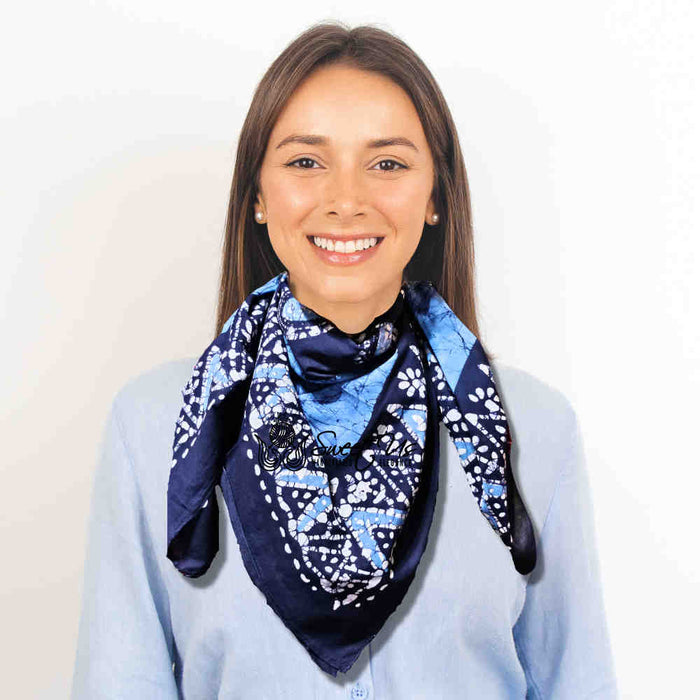 Batik Paisley Oasis Lightweight Batik Floral Cotton Scarf — Sapphire Night - Sweet Us