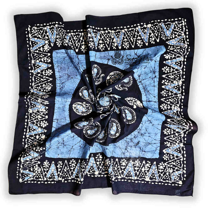 Batik Paisley Oasis Lightweight Batik Floral Cotton Scarf — Sapphire Night - Sweet Us