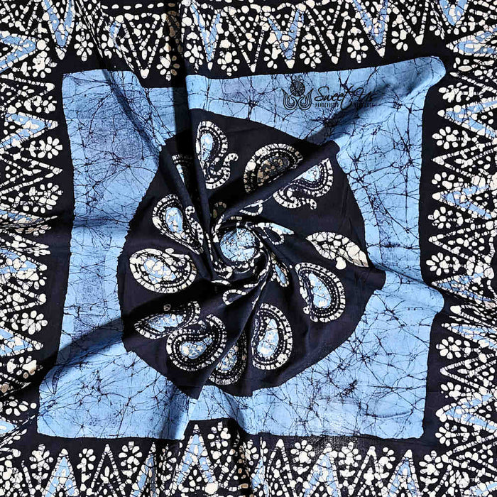 Batik Paisley Oasis Lightweight Batik Floral Cotton Scarf — Sapphire Night - Sweet Us