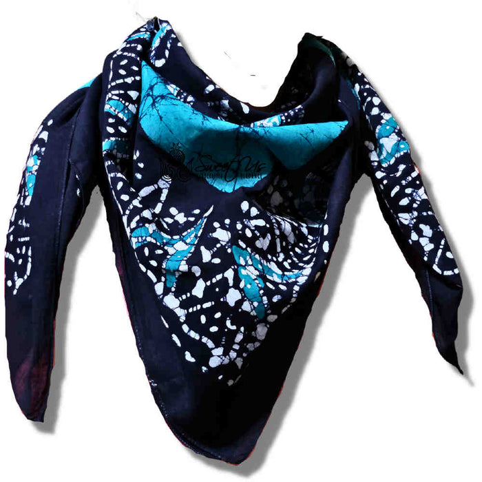 Amaya Batik Paisley Cotton Scarf - Teal Lagoon - Sweet Us
