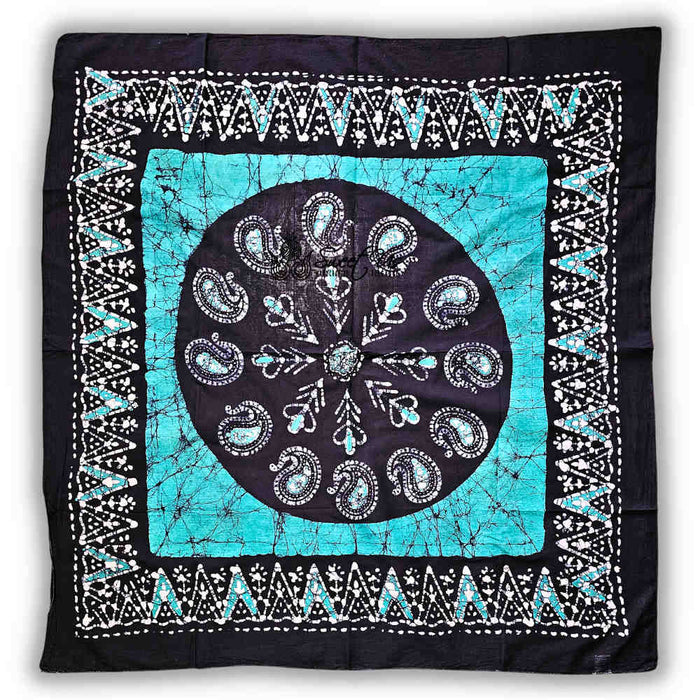 Amaya Batik Paisley Cotton Scarf - Teal Lagoon - Sweet Us
