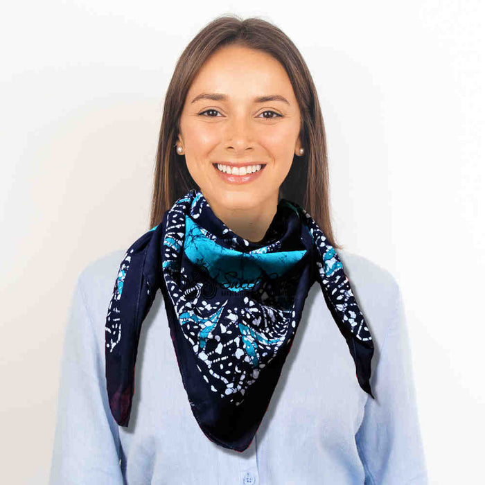 Amaya Batik Paisley Cotton Scarf - Teal Lagoon - Sweet Us