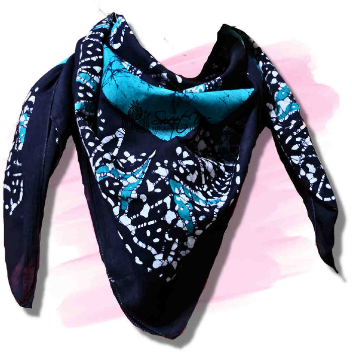 Amaya Batik Paisley Cotton Scarf - Teal Lagoon - Sweet Us