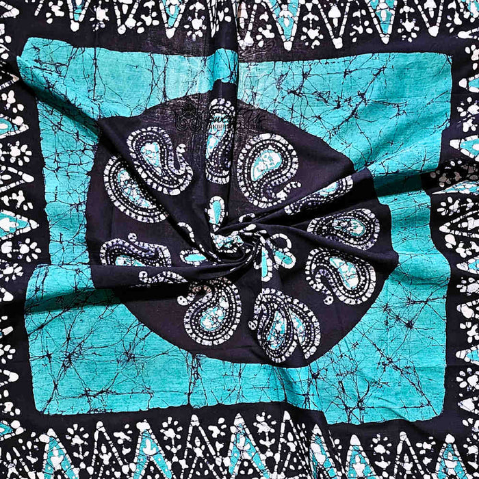 Amaya Batik Paisley Cotton Scarf - Teal Lagoon - Sweet Us