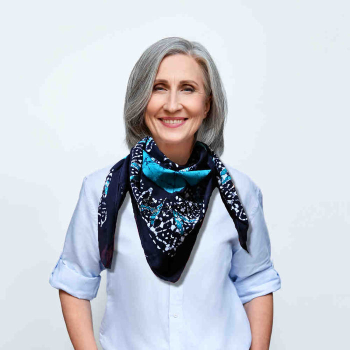Amaya Batik Paisley Cotton Scarf - Teal Lagoon - Sweet Us