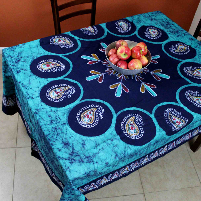 Cotton Multi Batik Paisley Floral Tablecloth Rectangle 60x90 Green Red Purple - Sweet Us