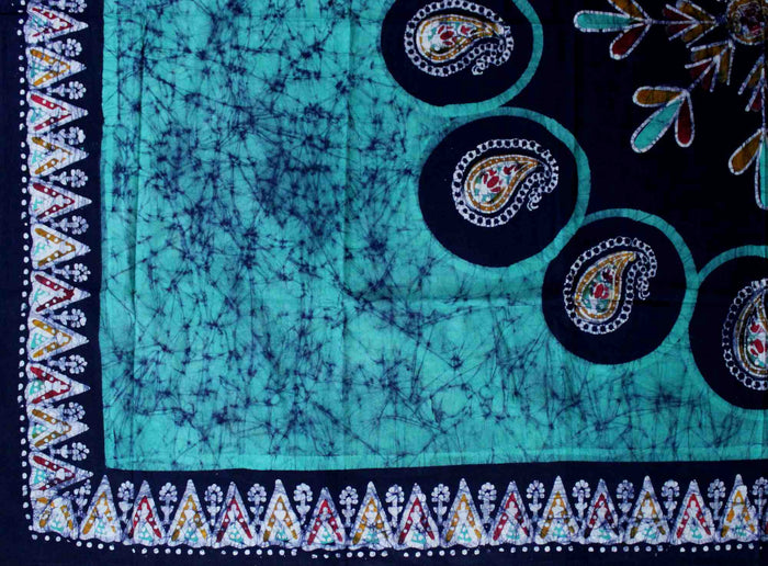 Cotton Multi Batik Paisley Floral Tablecloth Rectangle 60x90 Green Red Purple - Sweet Us