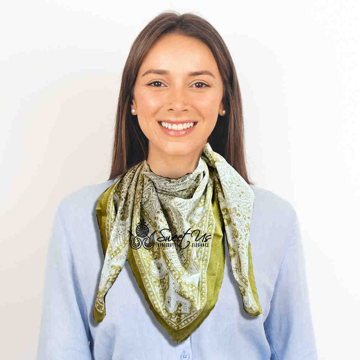 Princess Paisley Lightweight Floral Cotton Scarf — Antique Lace - Sweet Us