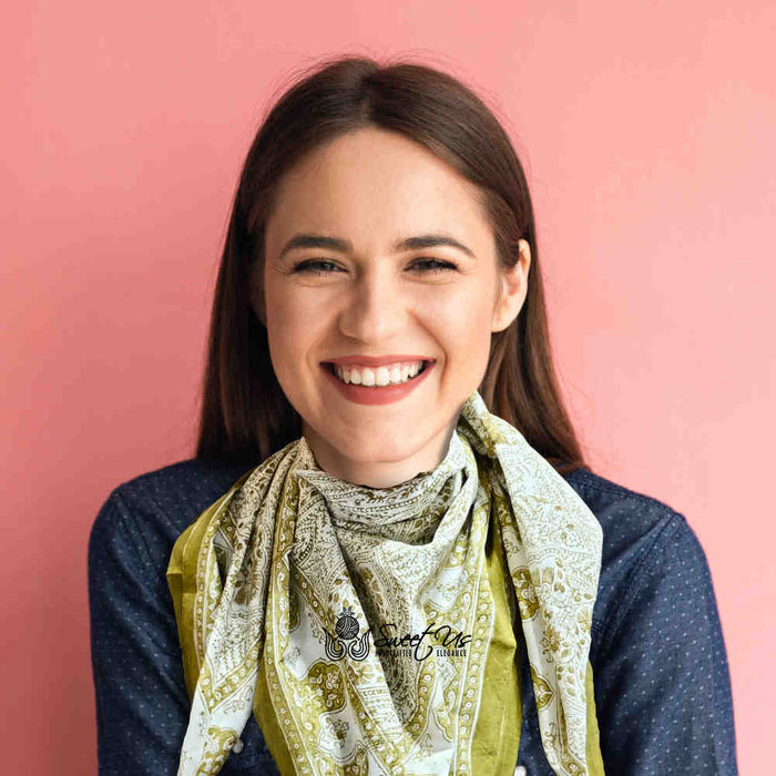Princess Paisley Lightweight Floral Cotton Scarf — Antique Lace - Sweet Us