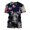 Angus Cattle and Flowers pattern cute - Unisex  T-shirt - myfunfarm - clothing acceessories shoes for cow lovers, pig, horse, cat, sheep, dog, chicken, goat farmer