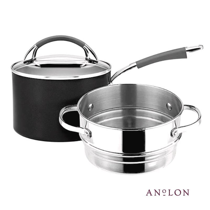 Anolon Endurance+ 18cm/2.8L Covered Saucepan & Bonus Steamer Set