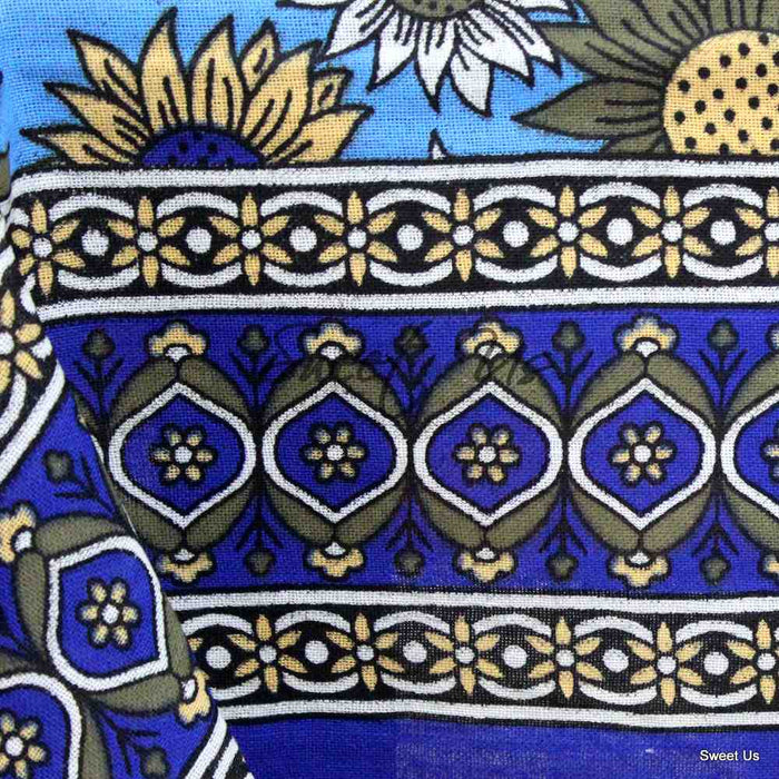 Cotton Sunflower Floral Tablecloth Rectangle Blue Olive Kitchen Dining Linen - Sweet Us