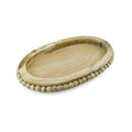 AuldHome 16" Whitewashed Decorative Farmhouse Style Distressed Beaded Tray