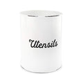 AuldHome 6" White Rustic Enamel Farmhouse Style Kitchen Utensil Caddy
