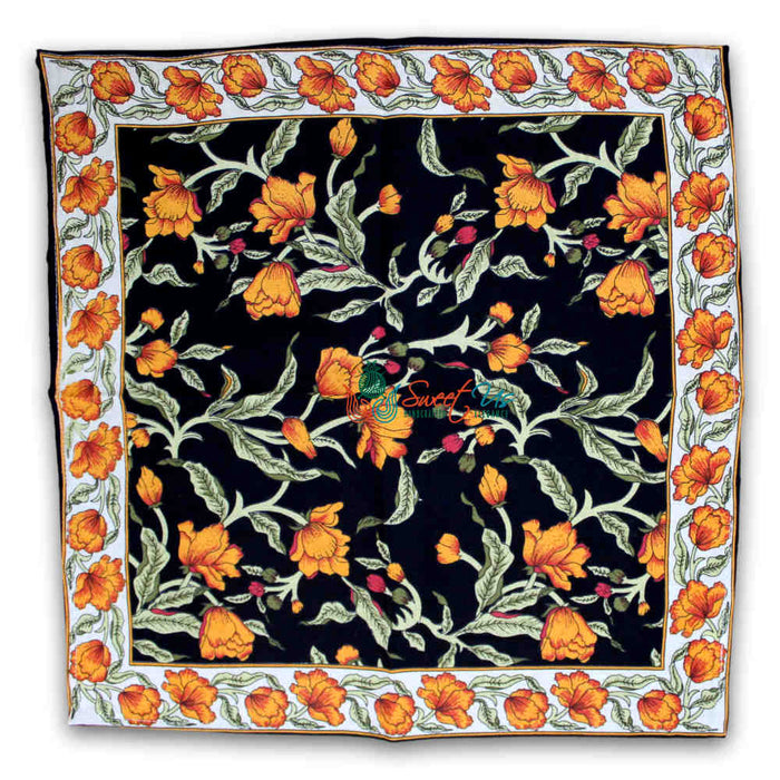 The Affluent Floral French Country Cotton Table Napkin, Amber Black - Sweet Us