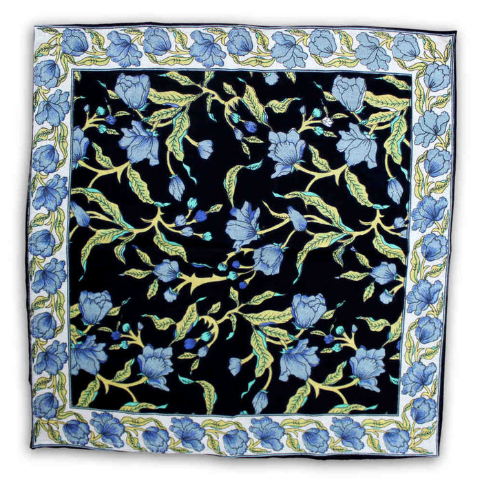 The Affluent Floral French Country Cotton Set of 4 Table Napkins, Power Black - Sweet Us