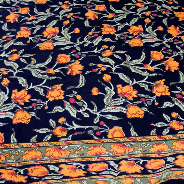 Affluent Floral French Country Cotton Tablecloth Rectangle, Square, Amber Black - Sweet Us