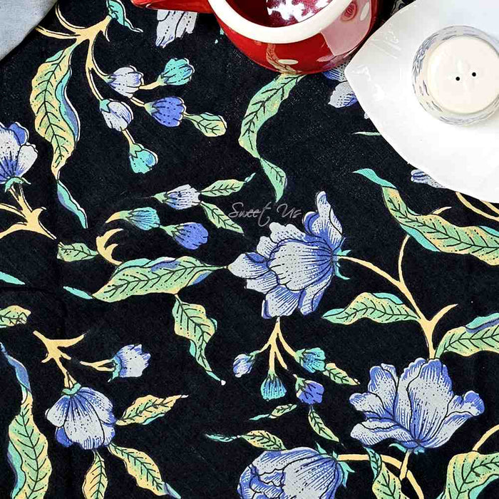 The Affluent Floral French Country Tablecloth Round, Power Black - Sweet Us