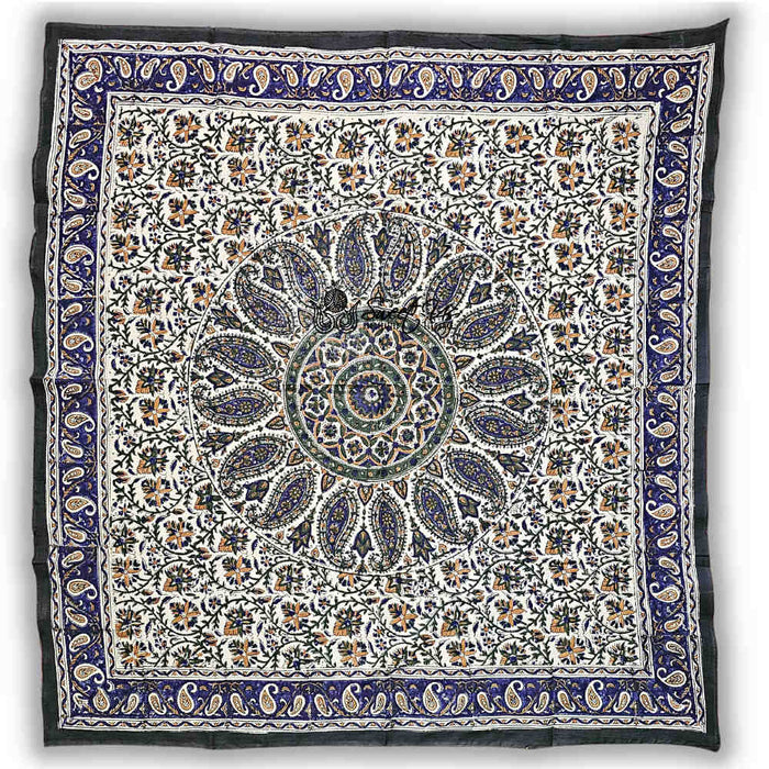 Vintage Paisley  Lightweight Floral Cotton Scarf — Aqua Dusk - Sweet Us